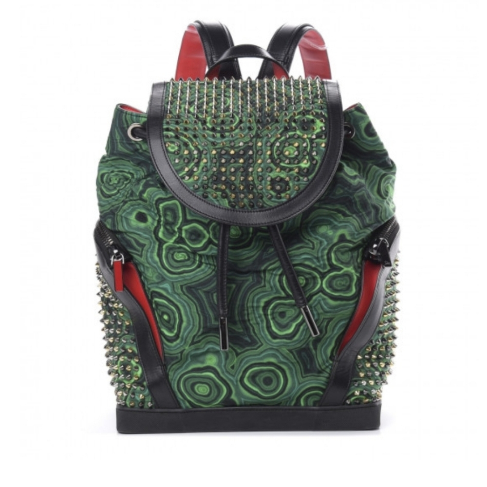 Christian Louboutin Explorafunk Malachite studded backpack